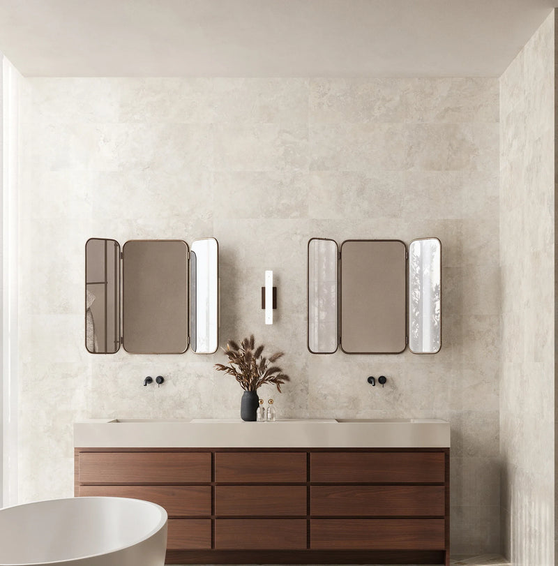 Invictus White Cross Cut 3x12 Surface Bullnose Polished Porcelain Trim