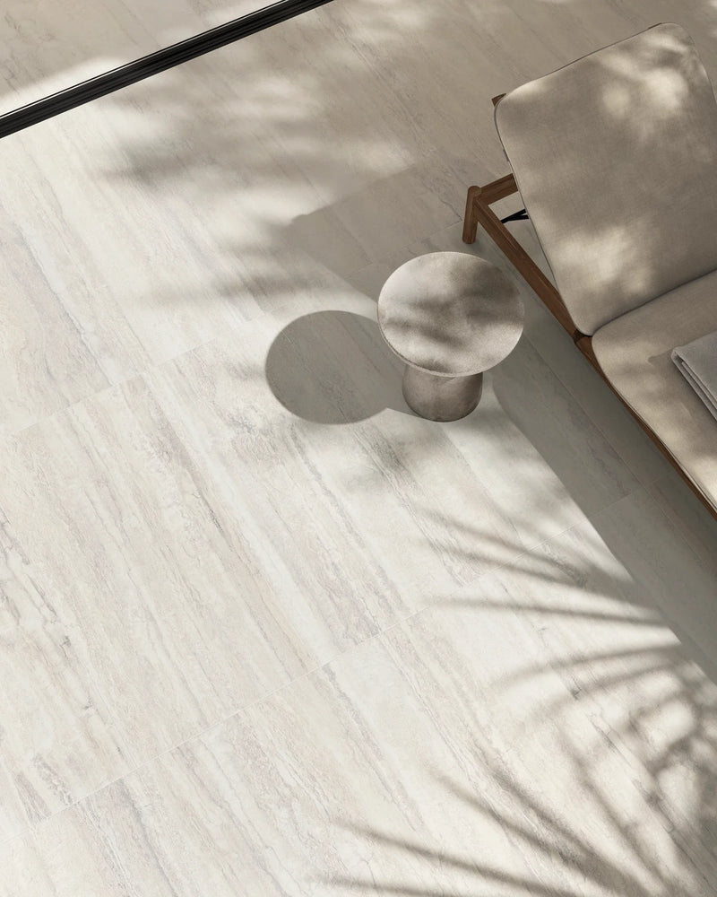 Invictus White Vein Cut 3x12 Surface Bullnose Polished Porcelain Trim