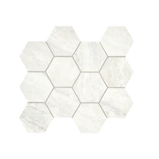 Invictus White Vein Cut 4 Inch Hexagon Porcelain Mosaic