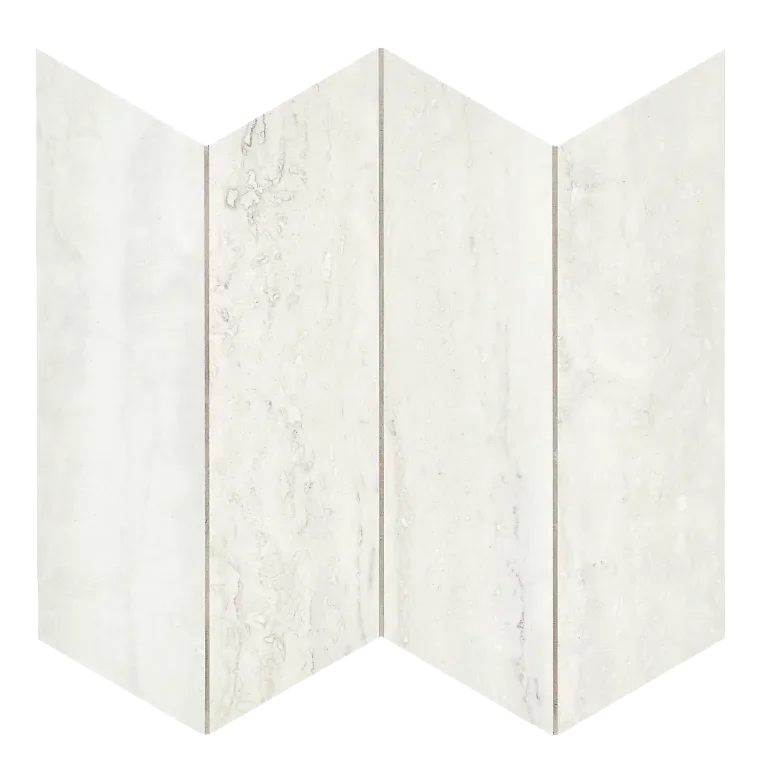 Invictus White Vein Cut Chevron Polished Porcelain Mosaic
