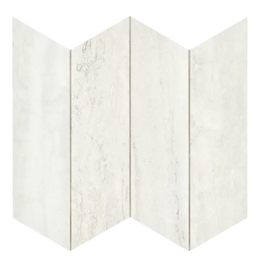 Invictus White Vein Cut Chevron Polished Porcelain Mosaic