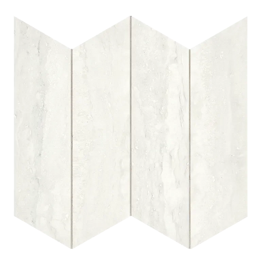 Invictus White Vein Cut Chevron Polished Porcelain Mosaic