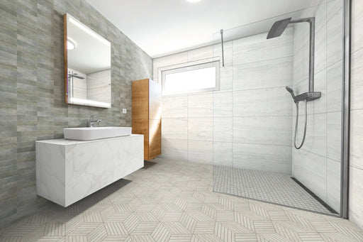 Canyon Ivory 1x24 Straight Stack Mesh-Mounted Porcelain Mosaic