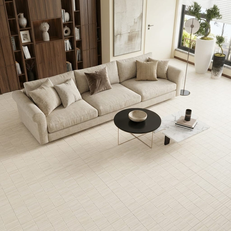 Italgraniti Terre Bianco Mini Irregolo Natural 24x48 Ceramic Tile — Living Room floor