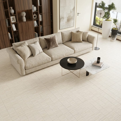 Italgraniti Terre Bianco Mini Irregolo Natural 24x48 Ceramic Tile — Living Room floor