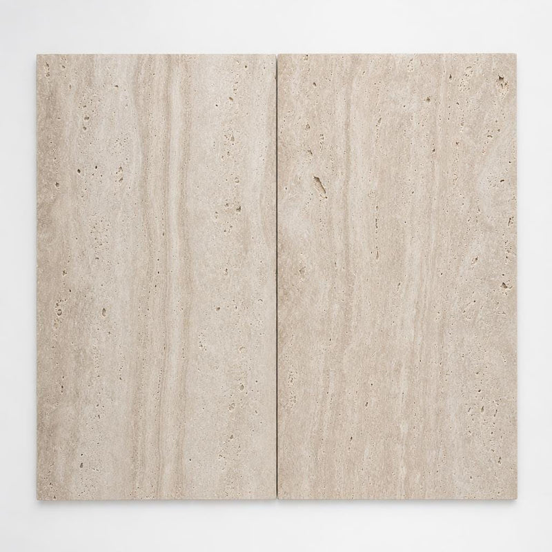 Ivory 18x36 Vein Cut Travertine Honed Unfilled Tile close-up