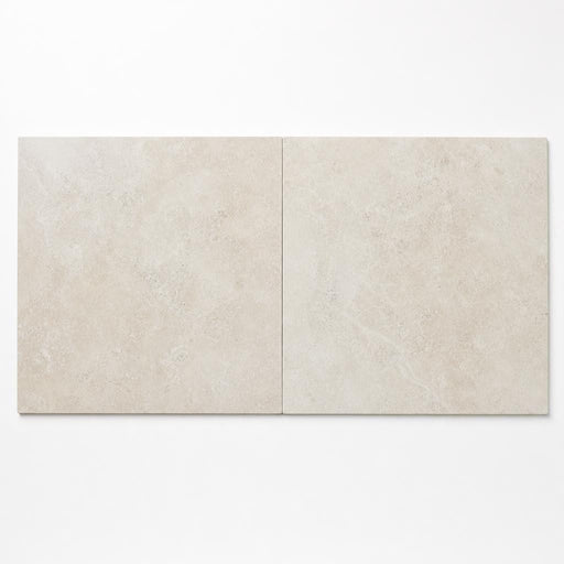 Ivory 24x24 Cross Cut Travertine Honed Filled Tile close-up