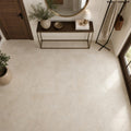 Ivory 24x24 Cross Cut Travertine Honed Filled Tile — Foyer floor