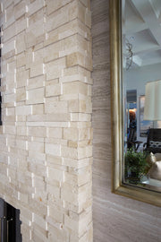 Ivory 5-7/8x24 3D Stack Honed Travertine Ledger Stone