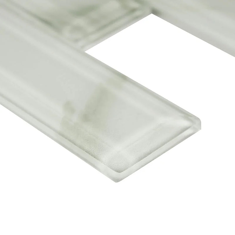 Ivory Amber Beveled Subway 2x6 Glossy Glass Tile