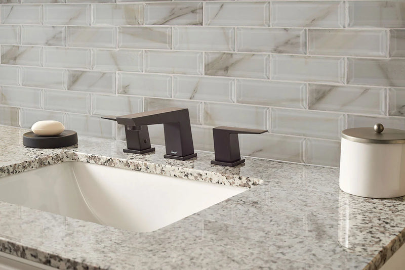 Ivory Amber Beveled Subway 2x6 Glossy Glass Tile