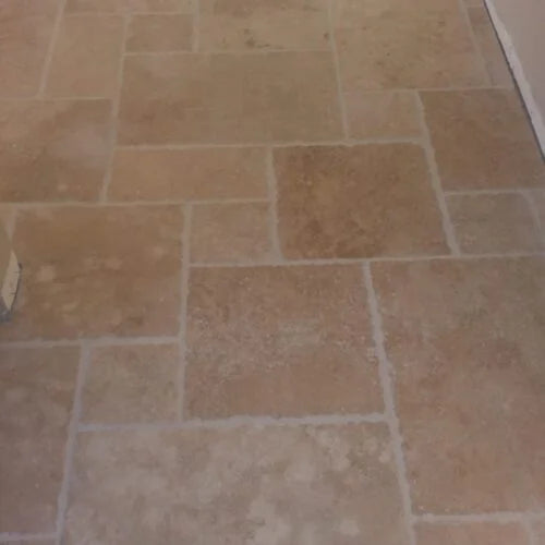 Ivory Beige Versailles Pattern Tumbled Travertine Tile