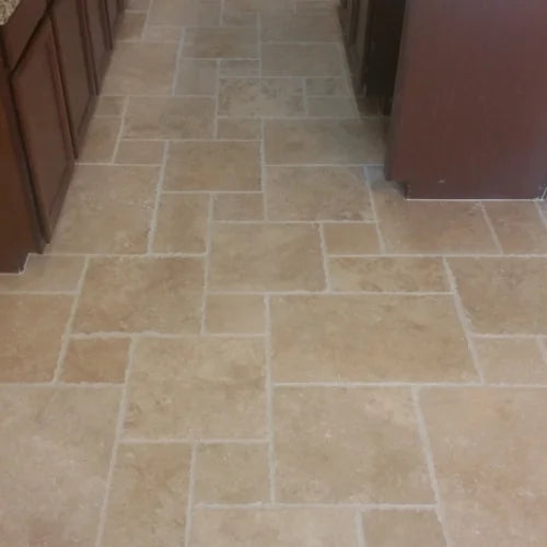 Ivory Beige Versailles Pattern Tumbled Travertine Tile