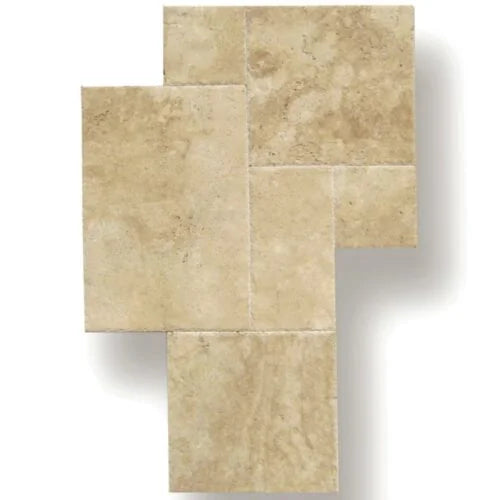 Ivory Beige Versailles Pattern Tumbled Travertine Tile