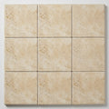 Ivory Beige Travertine Coping 12x12 Unfilled, Honed Bullnose 2 inch close-up
