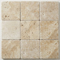Ivory Beige Travertine Paver 12x12 Tumbled 1.25 inch close-up