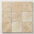 Ivory Beige Travertine Paver 12x12 Tumbled 2 inch close-up