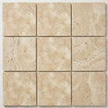 Ivory Beige Travertine Paver 12x12 Unfilled Chiseled 1.25 inch close-up