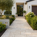 Ivory Beige Travertine Paver 12x24 Tumbled 2 inch — Front Yard walkway