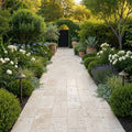 Ivory Beige Travertine Paver 12x24 Tumbled 2 inch — Garden path