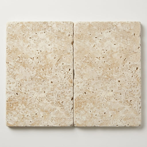 Ivory Beige Travertine Paver 16x24 Tumbled 1.25 inch close-up