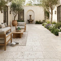 Ivory Beige Travertine Paver 16x24 Tumbled 1.25 inch — Courtyard paving