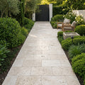 Ivory Beige Travertine Paver 16x24 Tumbled 1.25 inch — Garden path