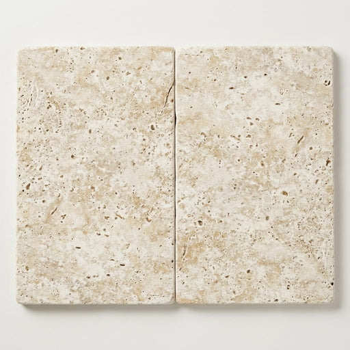 Ivory Beige Travertine Paver 16x24 Tumbled 3 inch close-up