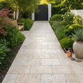 Ivory Beige Travertine Paver 16x24 Tumbled 3 inch — Garden path