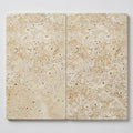 Ivory Beige Travertine Paver 16x24 Unfilled, Honed 2 inch close-up