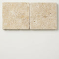 Ivory Beige Travertine Paver 24x24 Tumbled 1.25 inch close-up