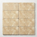 Ivory Beige Travertine Paver 6x12 Unfilled Chiseled 1.25 inch close-up