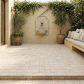 Ivory Beige Travertine Paver 6x6 Tumbled 1.25 inch — Courtyard paving