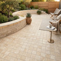 Ivory Beige Travertine Paver 6x6 Unfilled Chiseled 1.25 inch — Backyard patio