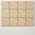 Ivory Beige Travertine Paver 6x6 Unfilled Chiseled 1.25 inch close-up