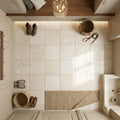 Ivory Beige Travertine Tile 12x12 Unfilled, Honed — Mudroom floor