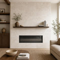 Ivory Beige Travertine Tile 16x24 Unfilled, Honed — Living Room fireplace surround