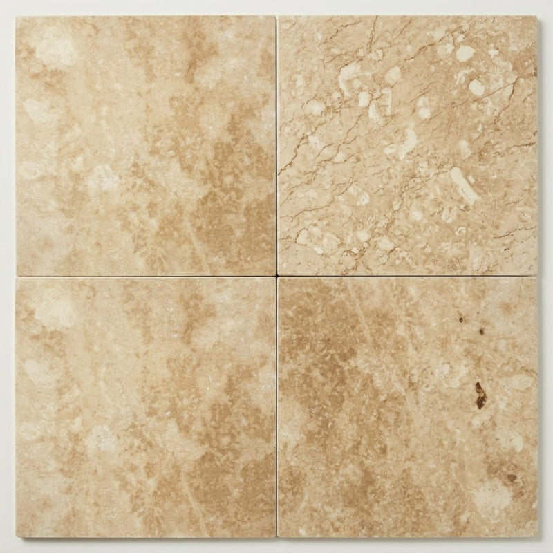 Ivory Beige Travertine Tile 18x18 Filled, Honed close-up