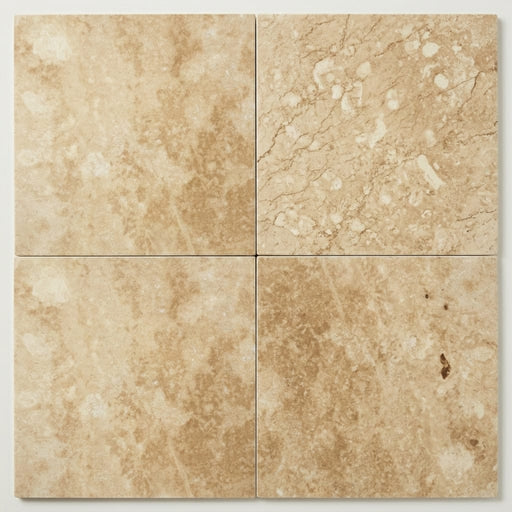 Ivory Beige Travertine Tile 18x18 Filled, Honed close-up