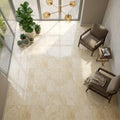 Ivory Beige Travertine Tile 18x18 Filled, Honed — Sunroom floor