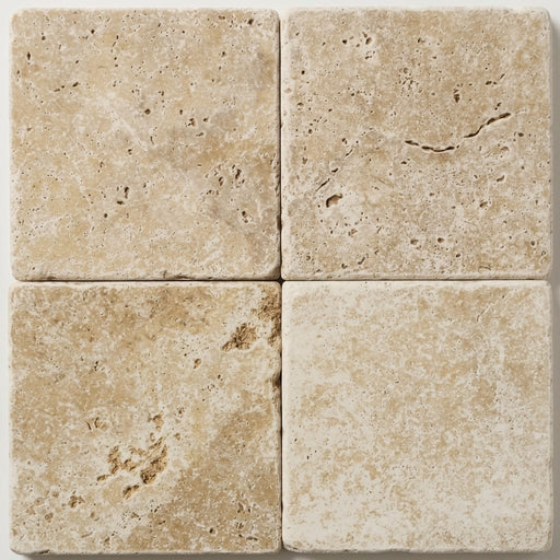 Ivory Beige Travertine Tile 18x18 Tumbled close-up