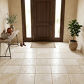 Ivory Beige Travertine Tile 18x18 Tumbled — Foyer floor