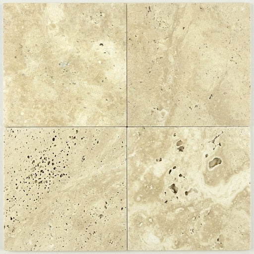 Ivory Beige Travertine Tile 18x18 Unfilled, Honed close-up