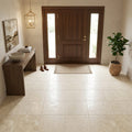 Ivory Beige Travertine Tile 18x18 Unfilled, Honed — Foyer floor