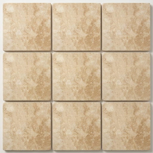 Ivory Beige Travertine Tile 6x6 Filled, Honed close-up