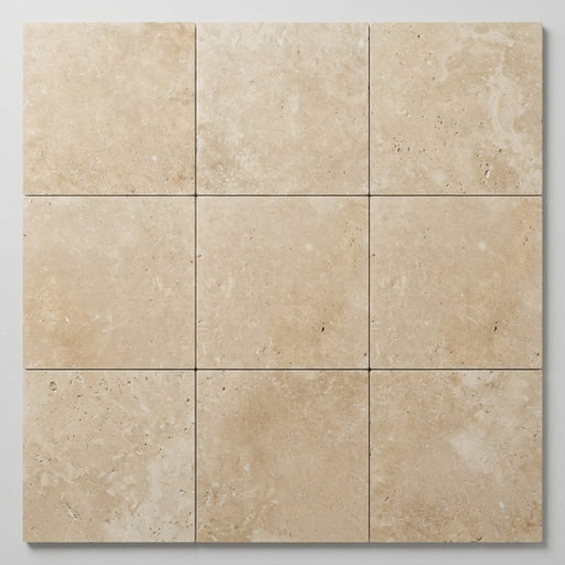 Ivory Cordoba Cream Travertine Filled, Honed & Straight Edge 12 x 12 x 3/8 Cross Cut Tile 12x12 close-up