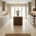 Ivory Cordoba Cream Travertine Filled, Honed & Straight Edge 12 x 12 x 3/8 Cross Cut Tile 12x12 — Kitchen floor
