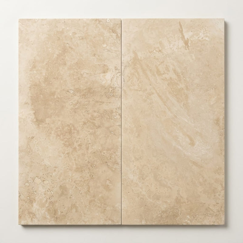Ivory Cordoba Cream Travertine Filled, Honed & Straight Edge 12 x 24 x 1/2 Cross Cut Tile 12x24 close-up