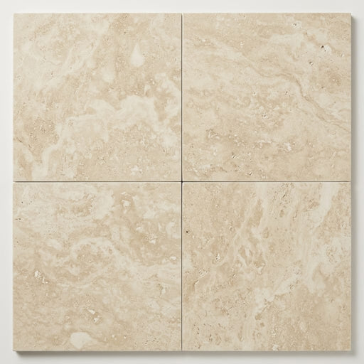 Ivory Cordoba Cream Travertine Filled, Honed & Straight Edge 18 x 18 x 1/2 Cross Cut Tile 18x18 close-up