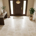 Ivory Cordoba Cream Travertine Filled, Honed & Straight Edge 18 x 18 x 1/2 Cross Cut Tile 18x18 — Foyer floor